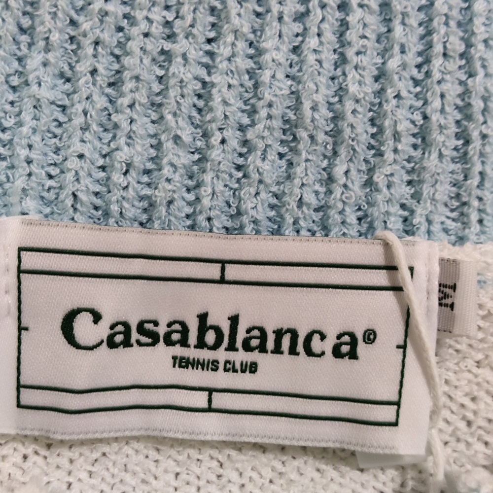 Casablanca Short-Sleeve Polo in White and Light Blue - Picture 2 of 6